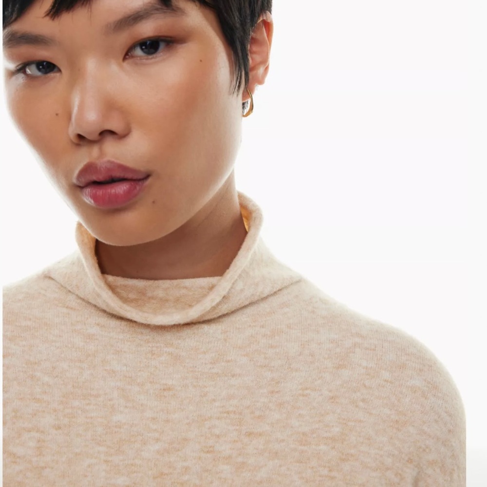 Aritzia Wilfred Lorin Cream Tie Knit Turtleneck Casual Sweater Cottagecore Sz S - Picture 2 of 11